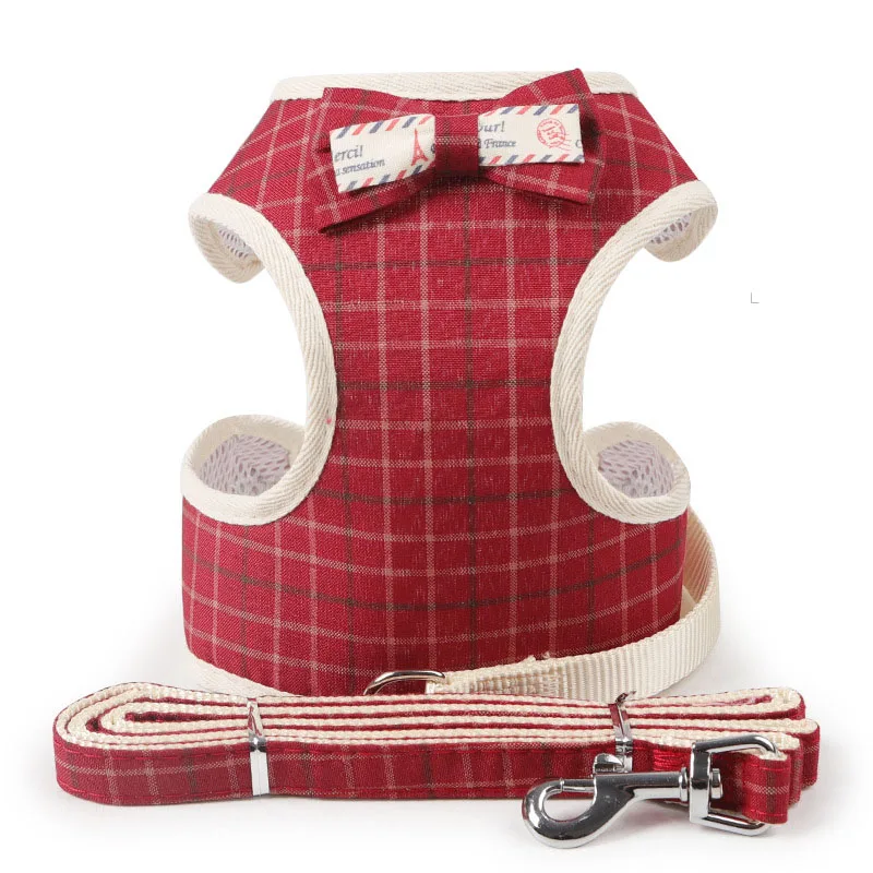 Набор поводков и для собак с бантиком Регулируемый мягкий сетчатый жилет щенков
