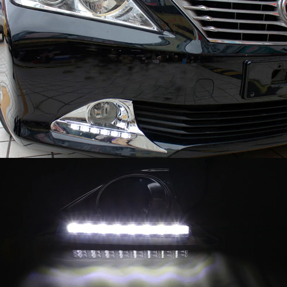 Автомобильный светодиодный дневной ходовой Lights Дневной светильник DRL Противотуманные светильник крышка с отложным воротником желтый сигнал для Toyota Camry 2011 2012 2013 12V