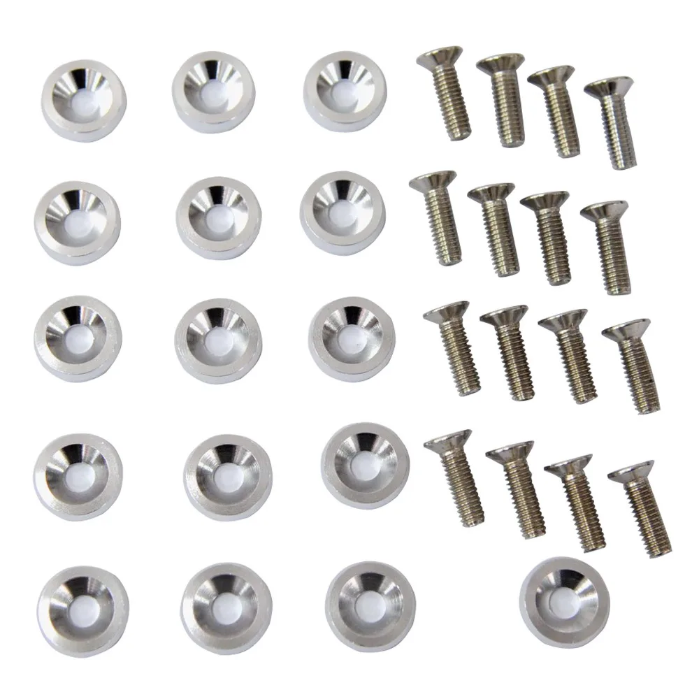 E2C 16 шт. серебряные заготовки Алюминий крыло/БАМПЕР шайба болт Двигатели для