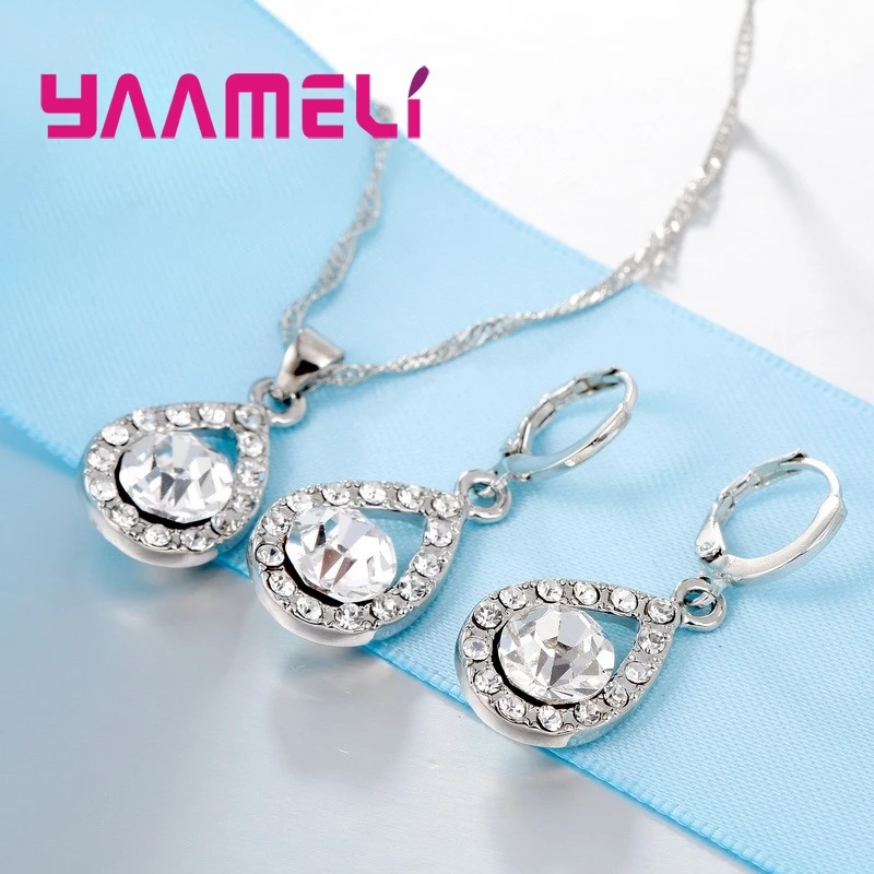 Прозрачный Африканский AAA кристалл в форме капли воды ожерелье серьги для женщин