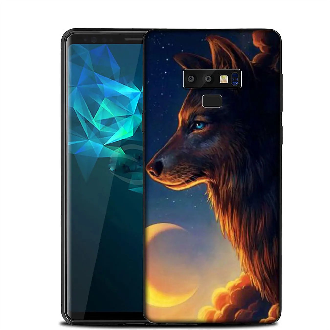 IYICAO Moon roaring wolf Soft Silicone Case for Samsung Galaxy A6 A9 A8 A7 2018 A3 A5 2016 2017 Note 9 8 10 Plus Lite |