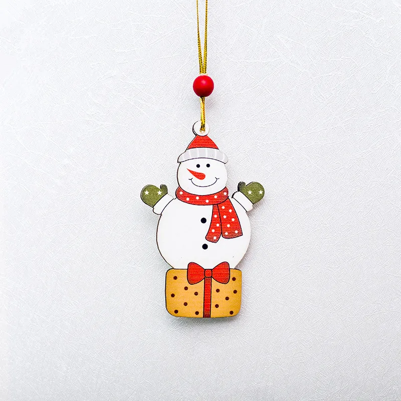 gift snowman Милый Санта-Клаус, бант, колокольчик, Рождественская елка, украшение, деревянный снеговик, лось, подвесной кулон, рождественские украшения для дома - Цвет: gift snowman