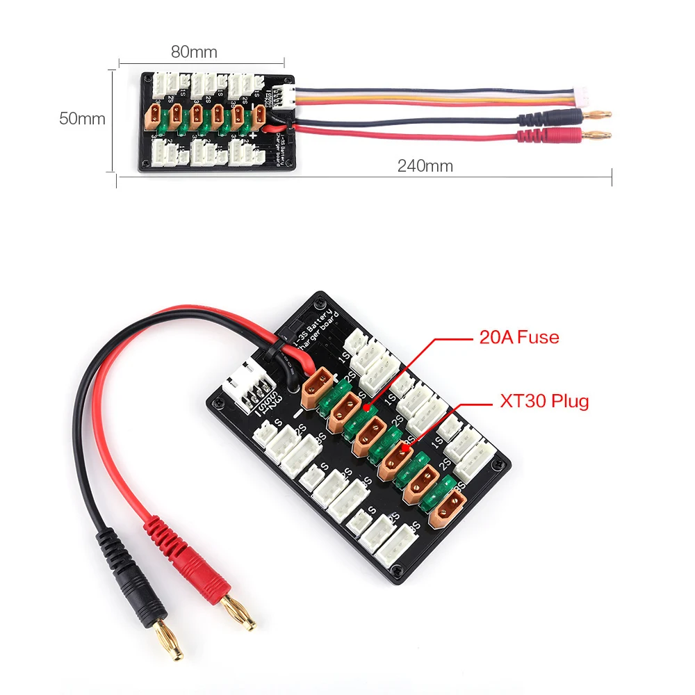 6 пачек XT30 1 S 2 3 20A разъем Lipo аккумулятор параллельный зарядный щит для IMAX B6