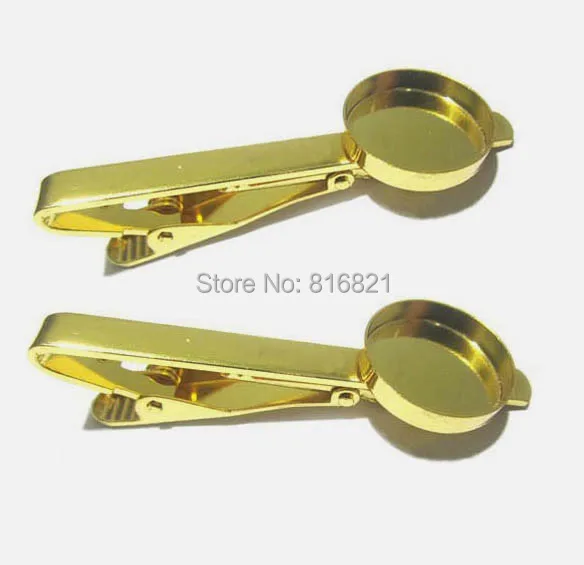 Зажим для галстука с круглым глубоким настенным ободком Пустые Кабошоны из смолы