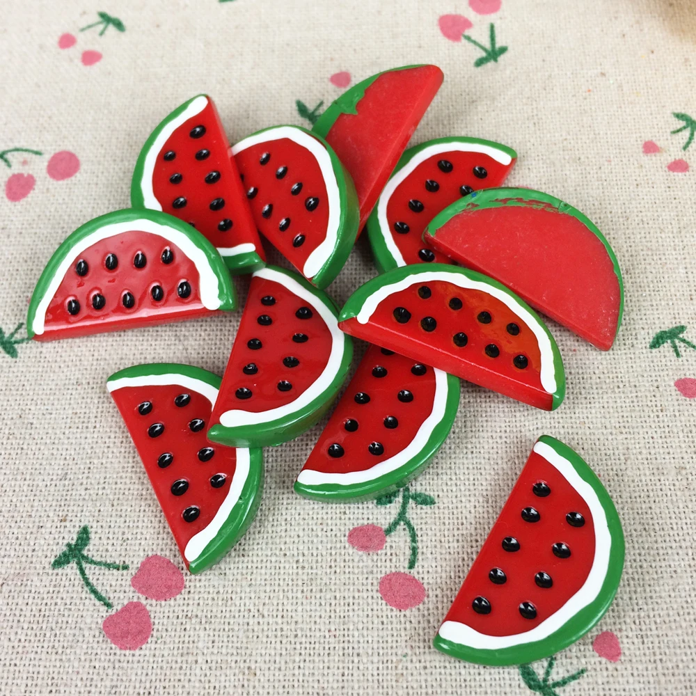 10Pieces Flat Back Resin Cabochon Artificial Fruit Watermelon DIY Decorative Craft Embellishment Accessories:17*35mm | Дом и сад