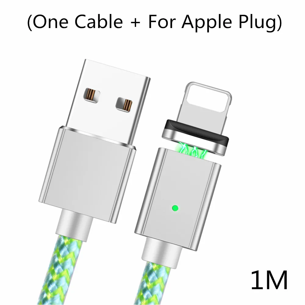 Green 8 Pin Cable Олаф Новое магнитное зарядное устройство USB кабель для iPhone 5 5S 6 6 S 7 8 Plus X телефоны Быстрая зарядка нейлоновый магнит зарядное устройство кабель для передачи данных провод - Цвет: Green 8 Pin Cable