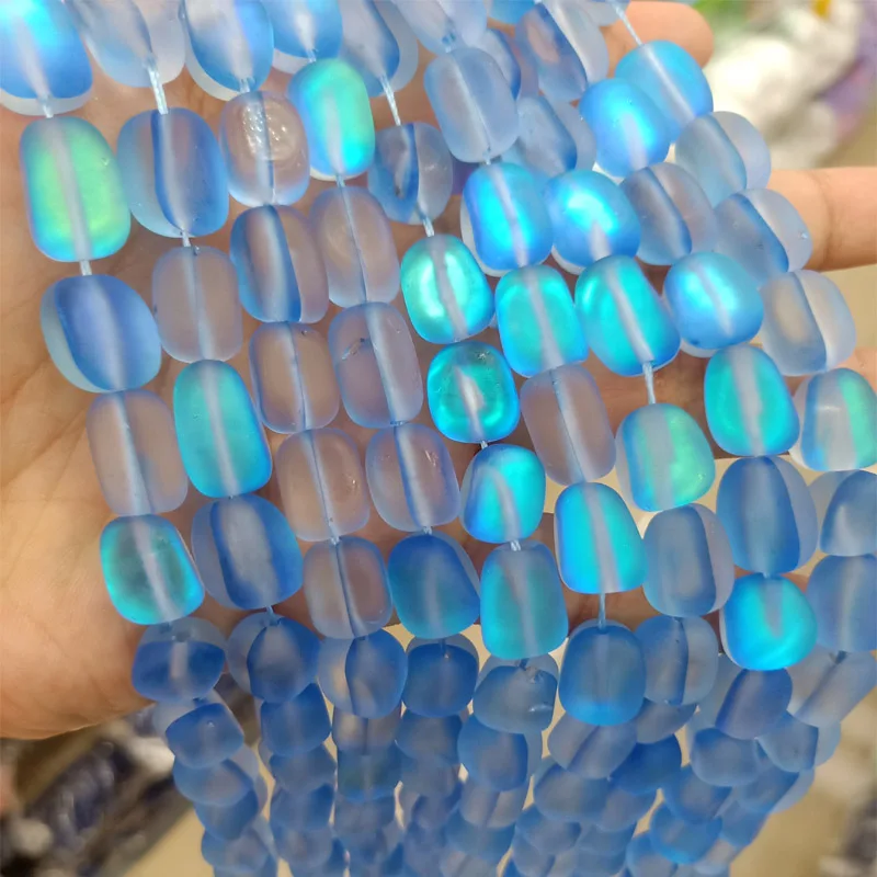 About 9x13mm Matte Synthesis Glitter Moon Stone Beads DIY Loose Purple Flash Shimmer Bead For Jewelry Making Bracelet 15'' |