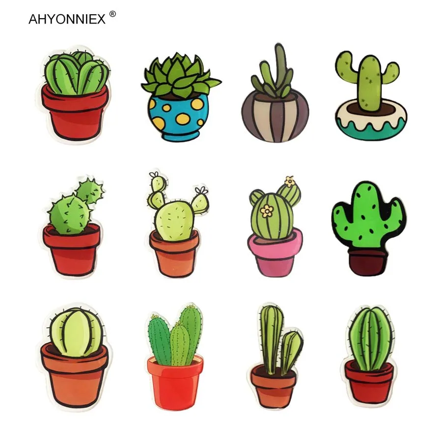 AHYONNIEX 10 шт. мультяшный кактус бонсай значок брошь акриловые Значки на рюкзак булавка, бейдж, украшение AHYONNIEX 10 шт. мультяшный кактус бонсай значок брошь акриловые Значки на рюкзак булавка, бейдж, украшение