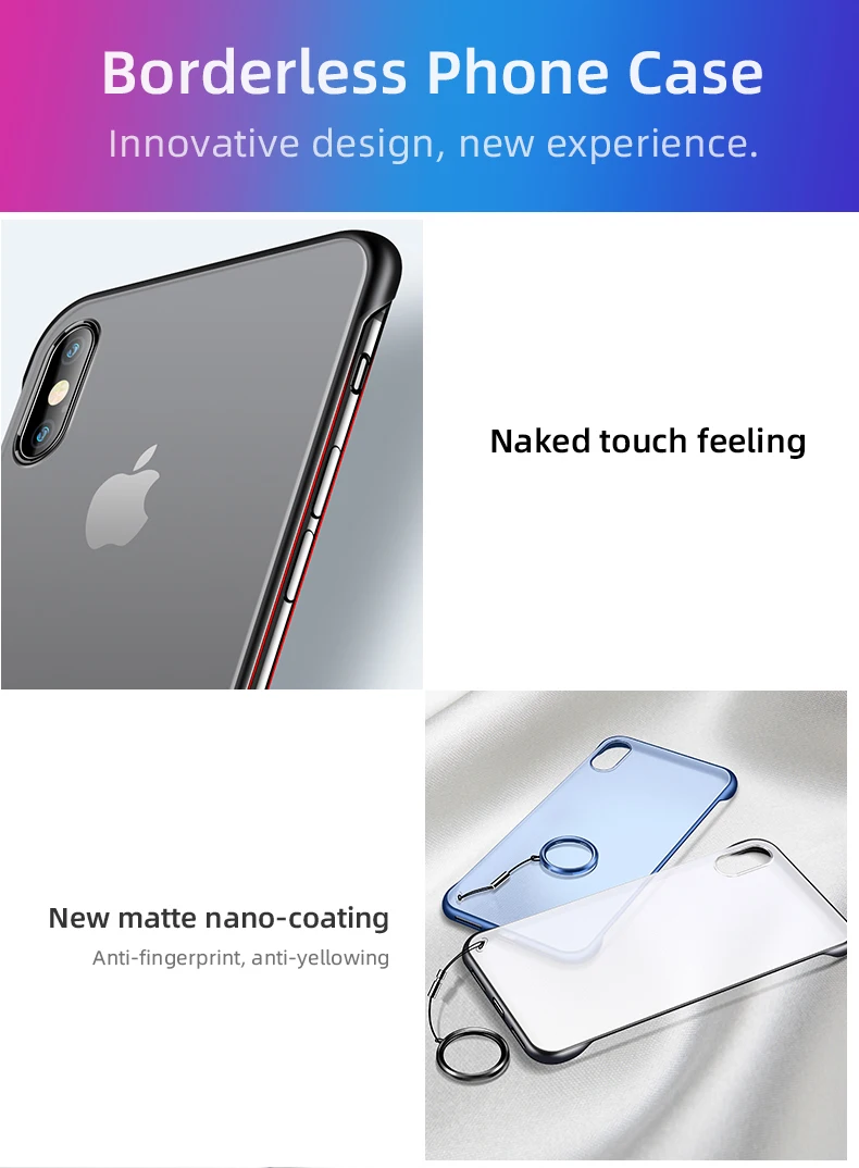 IHaitun роскошный бесборный чехол для телефона iPhone XS MAX XR X Чехлы ультра тонкая задняя крышка для iPhone X 10 7 8 Plus тонкое кольцо ремешок