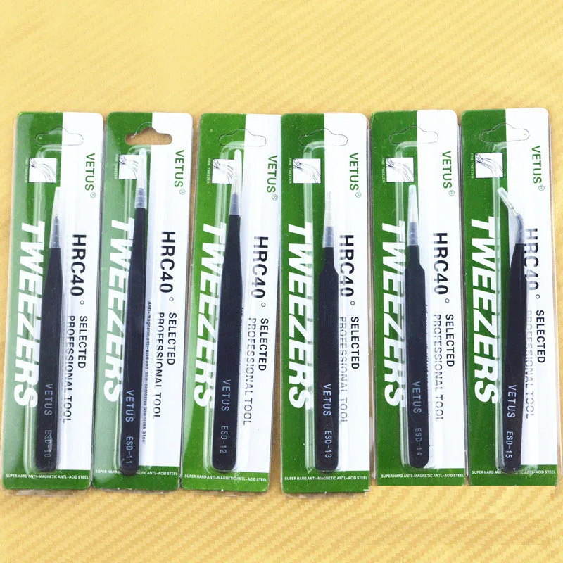 

6pcs/lot Stainless Steel Netus Tweezers Set ESD10-15 for jewelry and watch Free Shipping