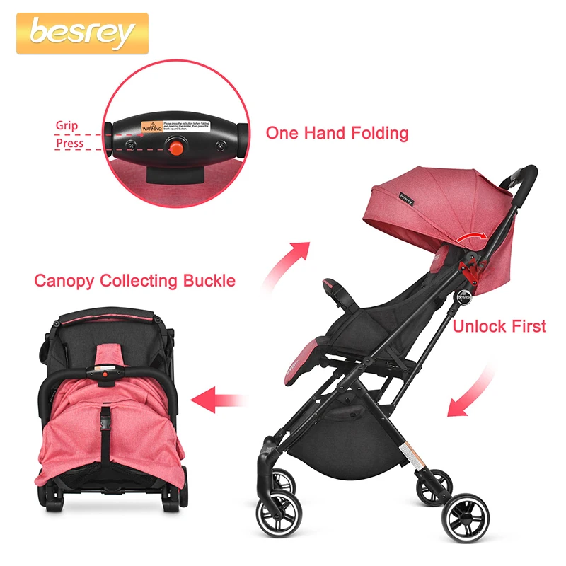 Besrey легкая коляска для новорожденных на четырех колесах путешествий детская