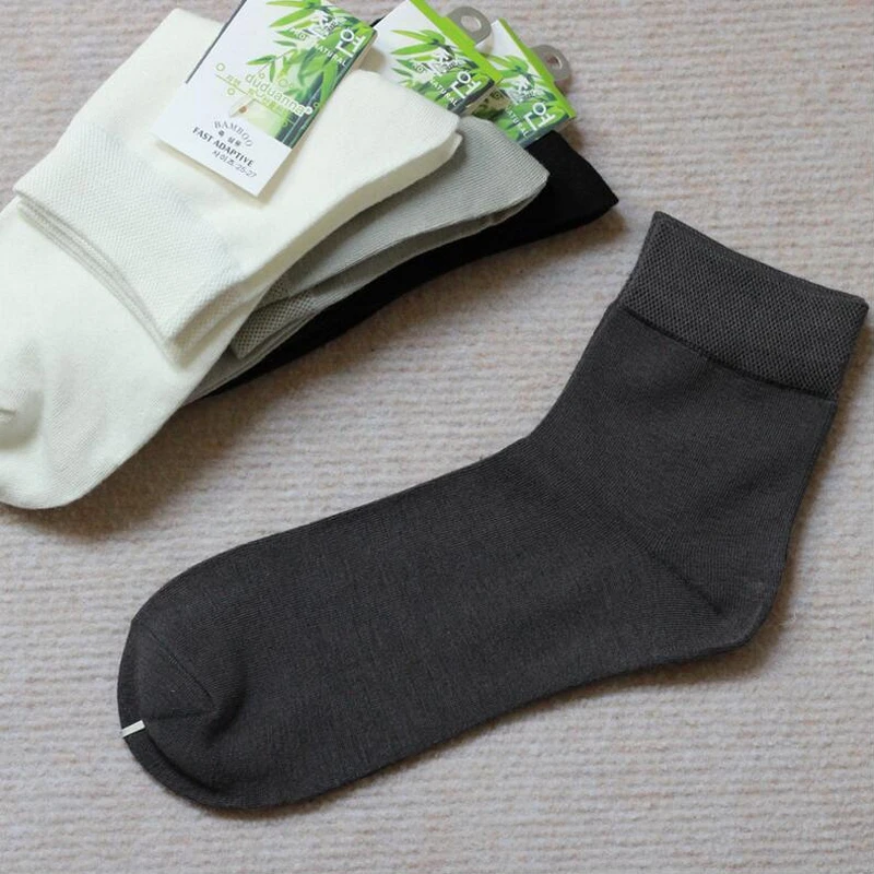 Носки мужские из бамбукового волокна брендовые черные повседневные 5 парт белые