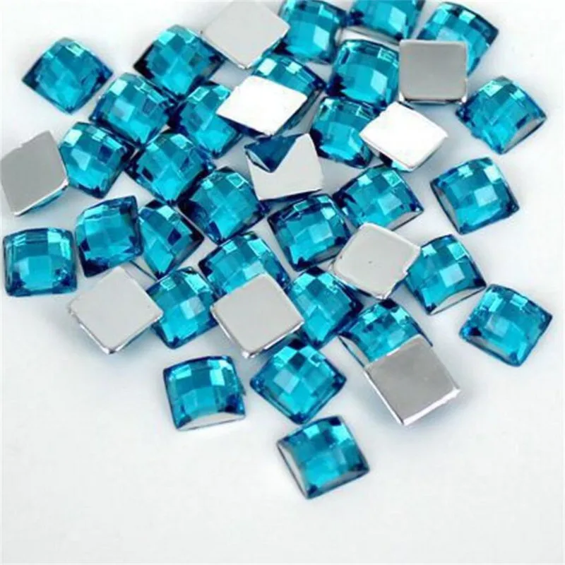 4-25 мм DIY Bling Aqua blue Цвет квадратная решетчатая огранка акриловый горный хрусталь Flatback акриловый камень для рукоделия художественное украшение