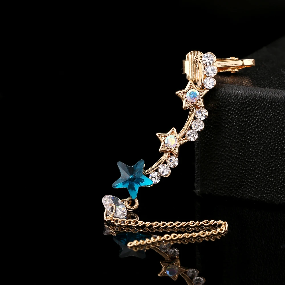 ZLDYOU 2 шт./компл. модные синие звезды хрустальные ушные манжеты длинные кисточки