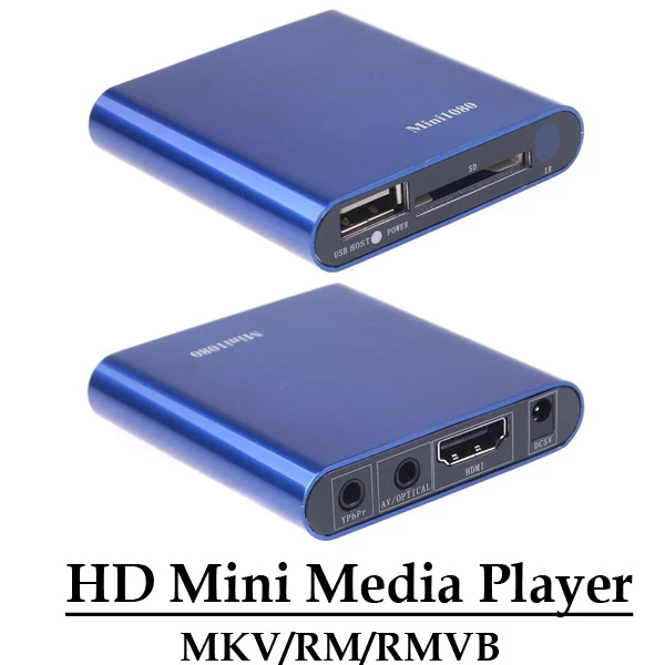 Мультимедиа HD 1080 P мини Media Player HDMI CVBS YPbPr Выход MKV/RM/RMVB H.264 плеер Поддержка USB диск