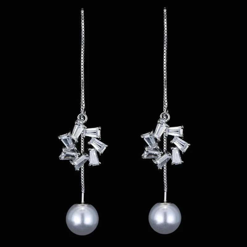 

Latest New Style Fashion 925 Sterling Silver Drop Earrings Geometric Irregularity Pearl Earrings Jewelry Pendientes Brincos