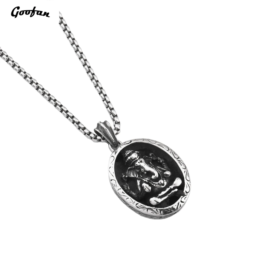Goofan2017 новый хип хоп слон Бог круглый кулон Цепочки и ожерелья Нержавеющая сталь