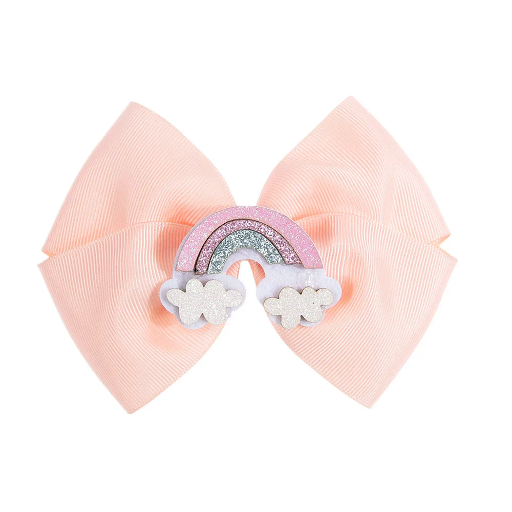Nishine 5," ручной работы для девочек радужные бантики для волос Grosgrain бутик блестящий, с рогом единорога заколки для волос Дети подарок на день рождения