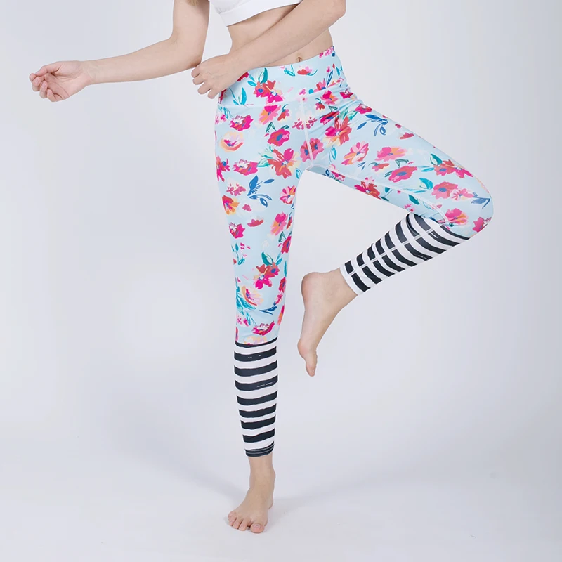 Женская Мода Цветочный принт тонкие леггинсы Athleisure Спортивная Для женщин брюки