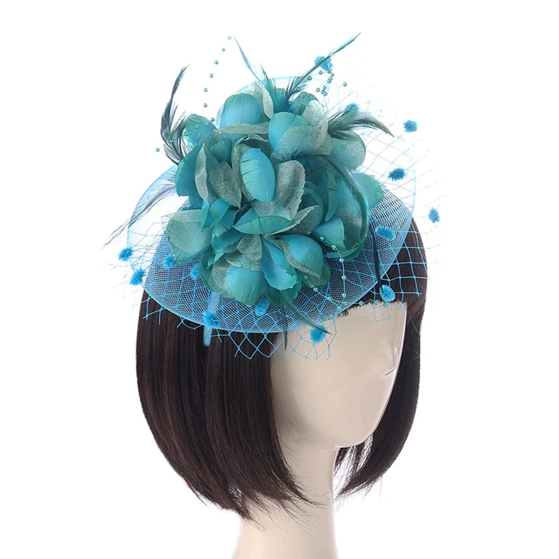 Ladies Royal Fascinators Wedding Races Sinamay Cocktail Fascinator Women Linen Feather Hat Party Fedora Cap