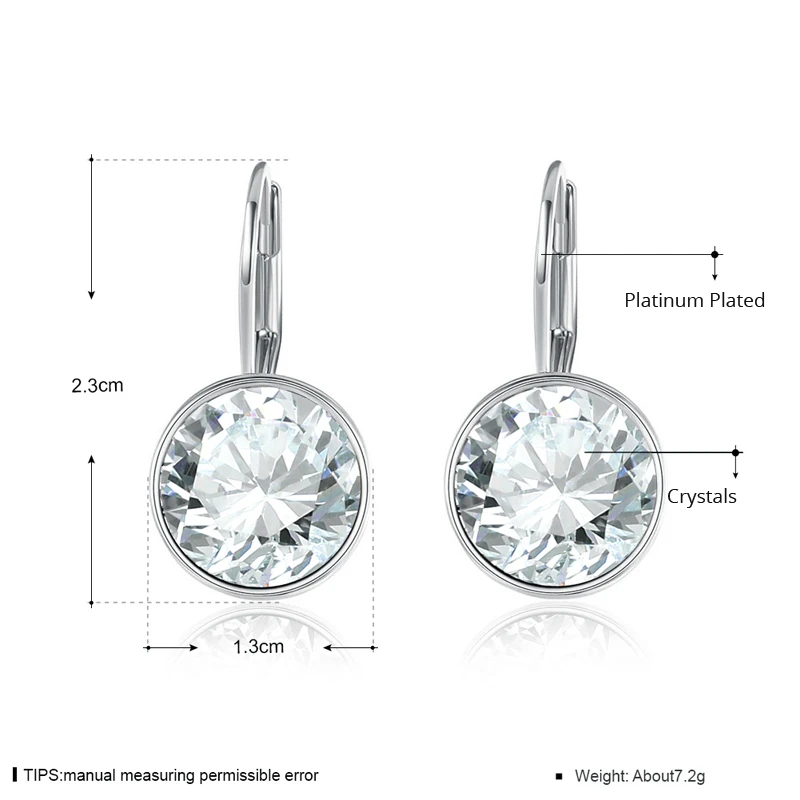 Лучшее качество Bella пирсинг серьги сделаны с элементами Swarovski прозрачный