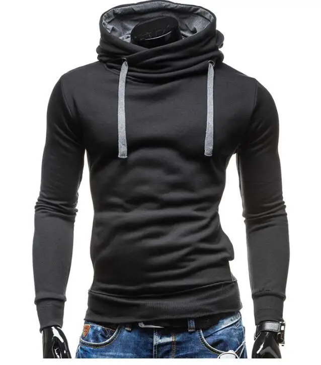 black Мужские толстовки, Sudaderas Hombre, хип-хоп, Мужская брендовая однотонная водолазка, пуловер, толстовка, толстовка, приталенная мужская Толстовка - Цвет: black
