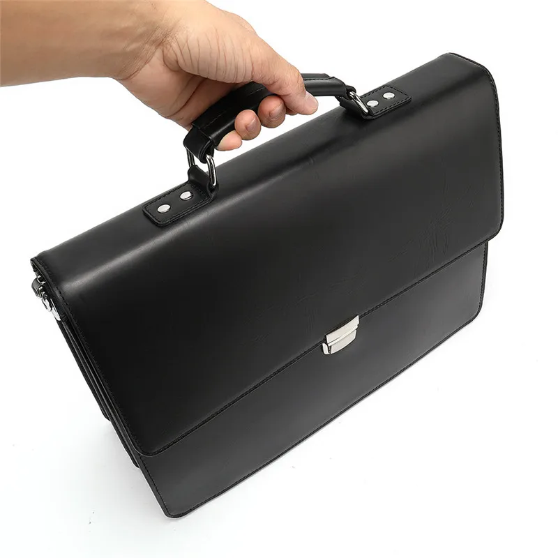 PNDME high quality business genuine leather black men's briefcase casual simple laptop bag office shoulder messenger bags 2019