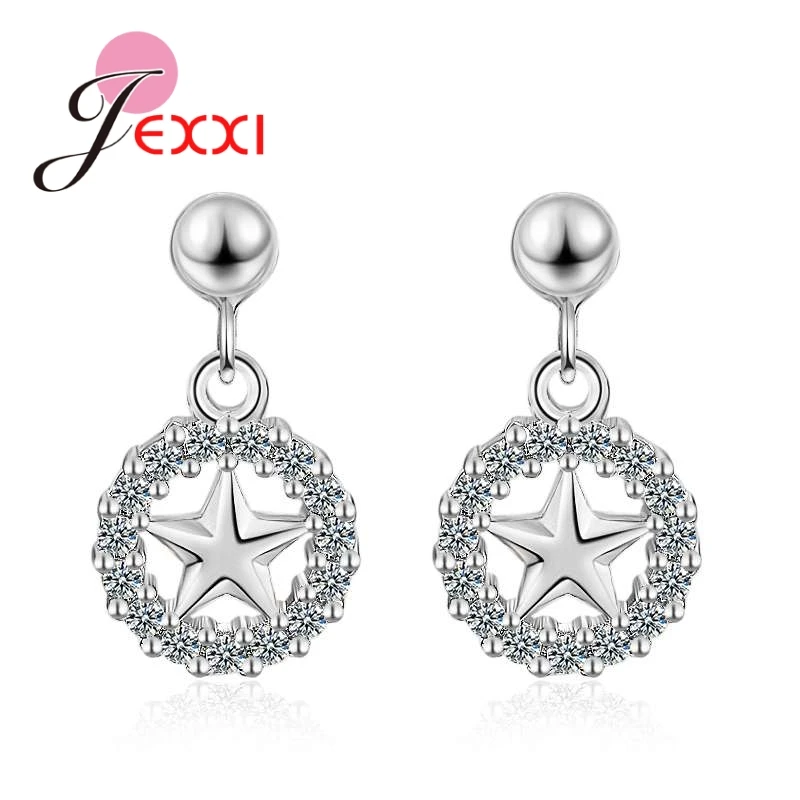 

Новое поступление, женские милые серьги-подвески из стерлингового серебра 925 пробы со звездами, модные свадебные украшения, круглые серьги ...