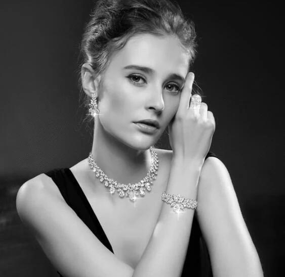 JaneKelly роскошный Искрящийся Блестящий кубический циркон серьги капли ожерелье