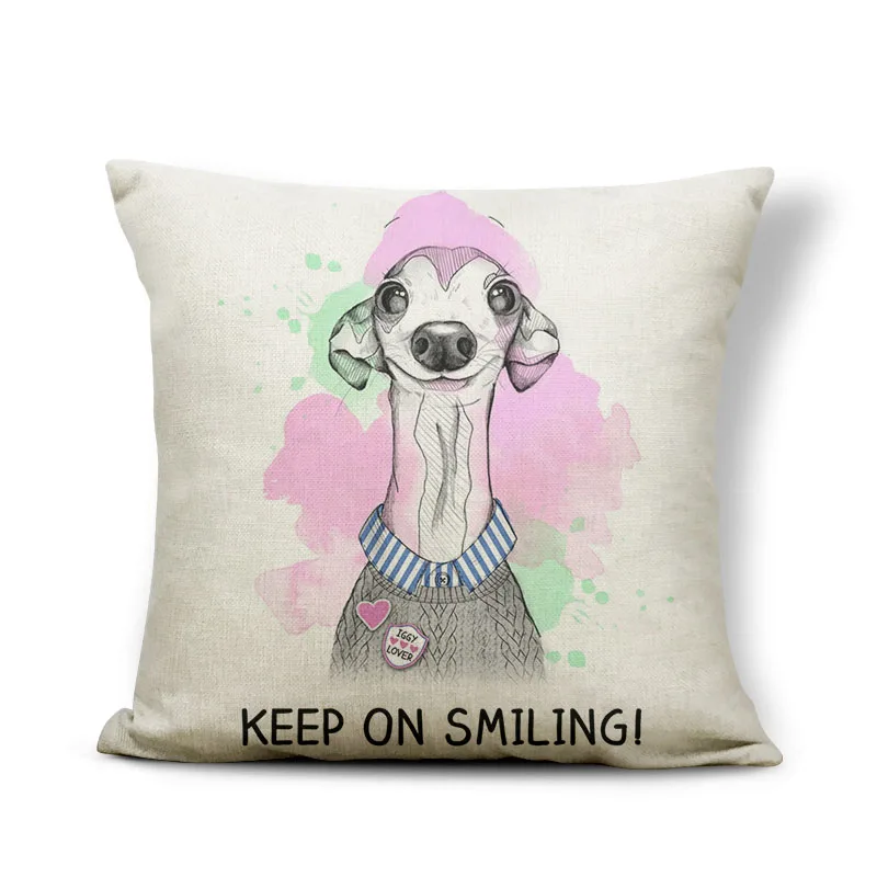 8 Борзая Подушка I Love чехол с собакой Подушка Keep On Smile Rose Country style Settee для подростков пледы наволочка 43 см Мешковина знаменитая - Цвет: 8
