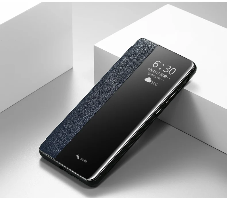 Для HUAWEI P30 Pro чехол из натуральной кожи с умным окошком для просмотра Пробуждение ударопрочный флип-чехол для HUAWEI P30 P20 Pro Чехол Fundas