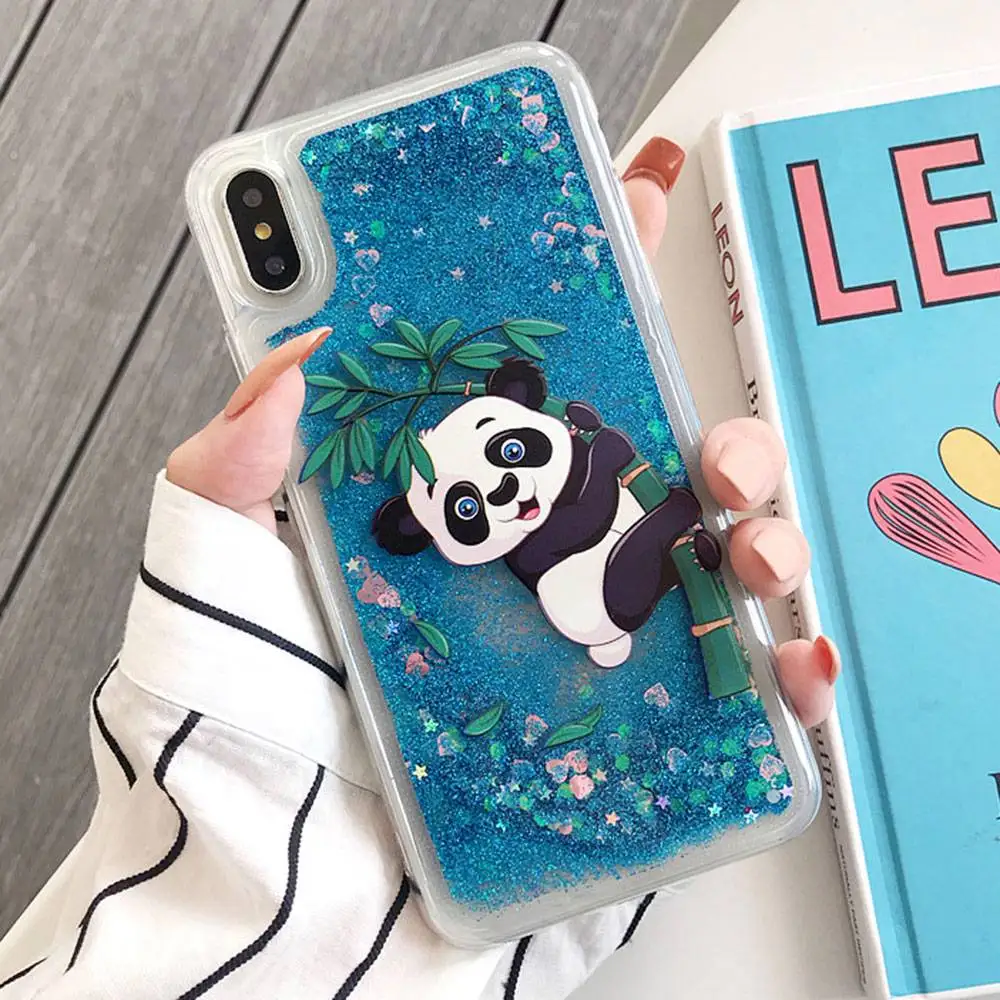 Чехол для телефона KISSCASE Panda iPhone 7 XR XS MAX Funda 8 Plus чехол с жидким песком 6 Coque 6s |