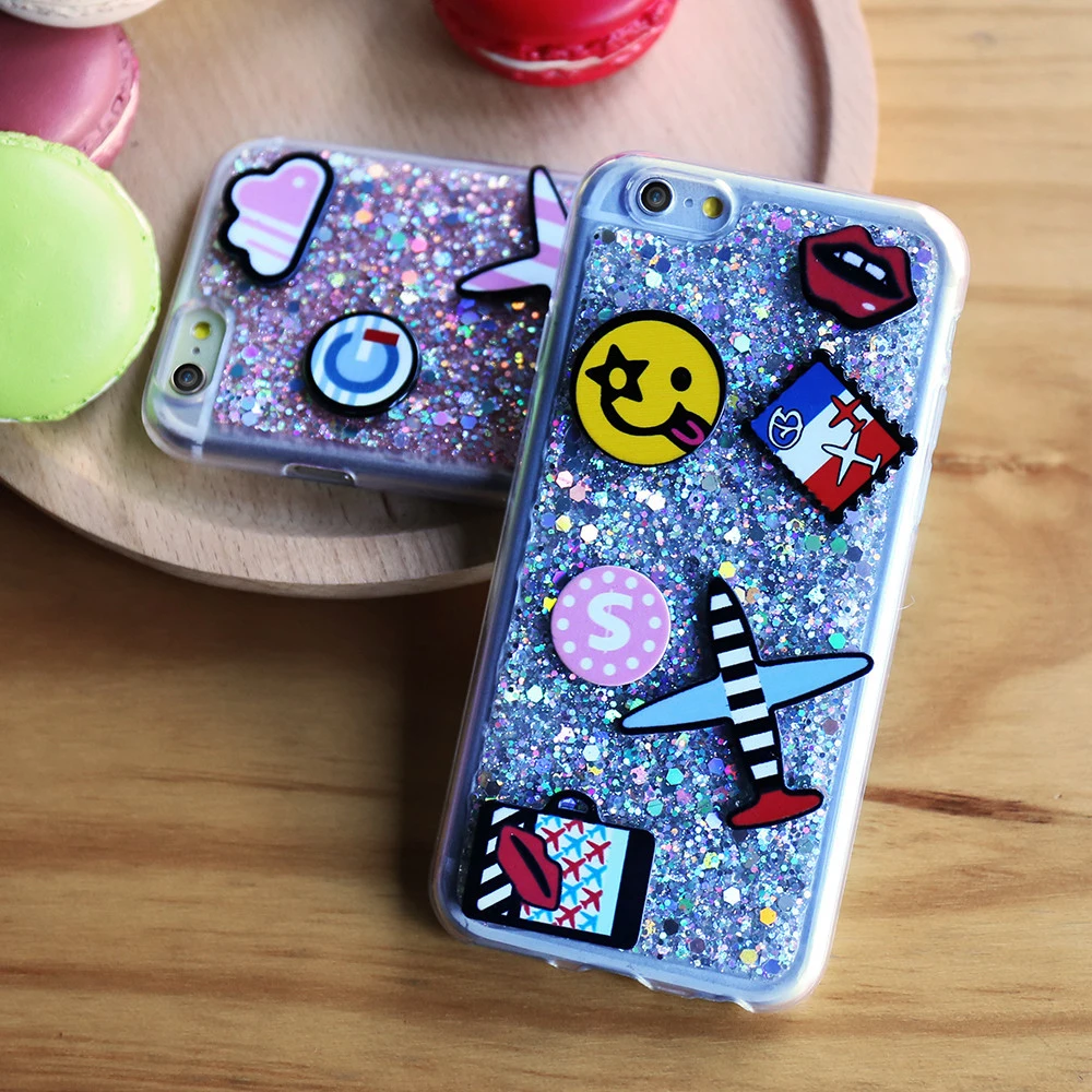 KISSCASE Bling Glitter Cartoon Soft Silicone Case For Iphone 7Plus Luxury 3D Airplane Cute Phone Cases Cover 6 6S 7 |