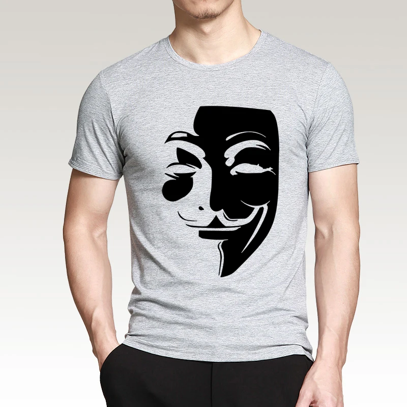 Мужская футболка с круглым вырезом V for Vendetta Повседневная модная из 100% хлопка