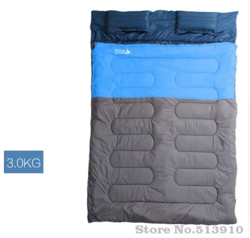 Blue 3000g BSWolf Сверхлегкий хлопковый спальный мешок для кемпинга для влюбленных, двойной спальный мешок для взрослых, компрессионный мешок для улицы 2,2/3,0/кг - Цвет: Blue 3000g