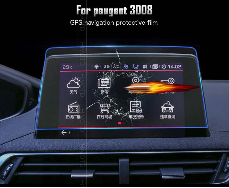 Hivotd для peugeot 3008 5008 GT- Защитная пленка для экрана автомобиля gps навигация закаленное стекло экран наклейка протектор Аксессуары