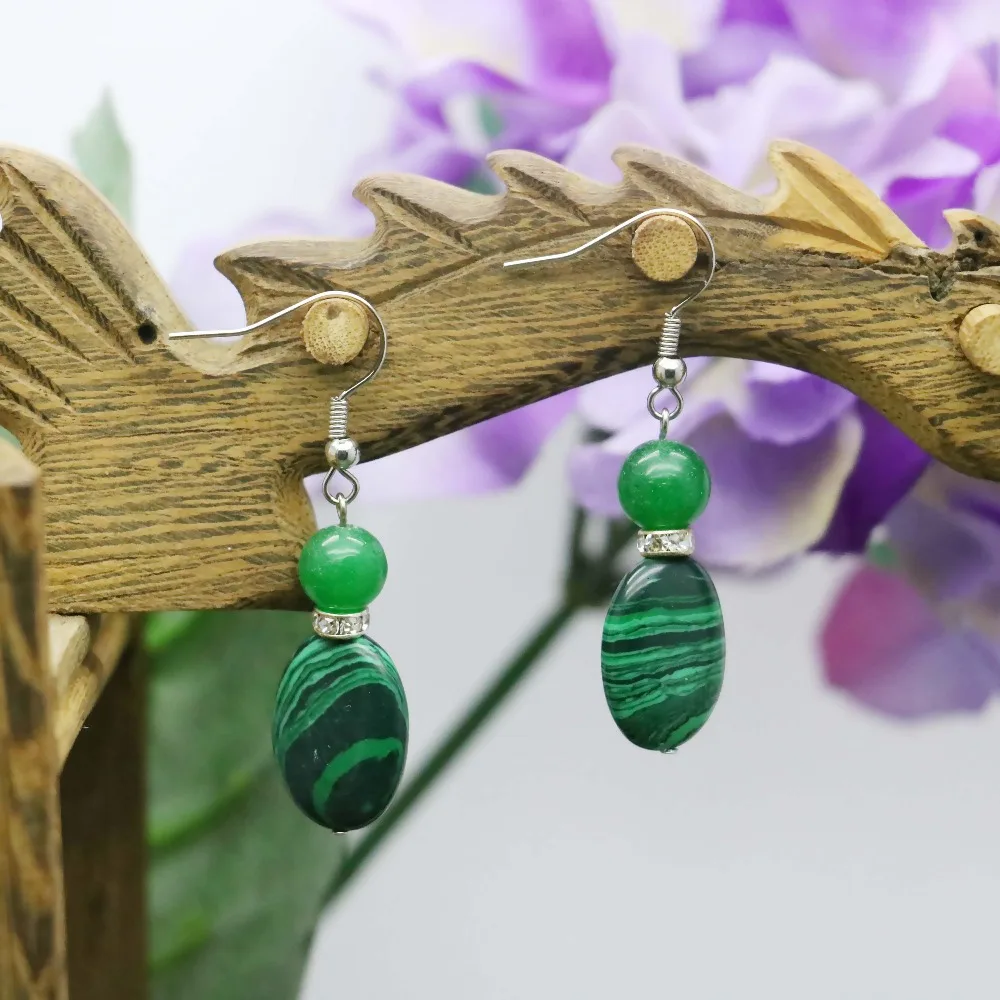 High-quality Classic Green Malachite beads Earrings as gifts for women girls Ladies accessories jewelry making Earbob Eardrop | Украшения и