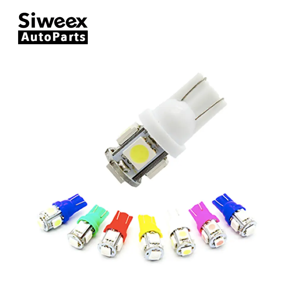

100 Pcs T10 W5W LED Car Lights 5 SMD 5050 Interior Dome Turn Signal Side Marker Parking Lamp Wedge 12V Auto License Plate Bulb