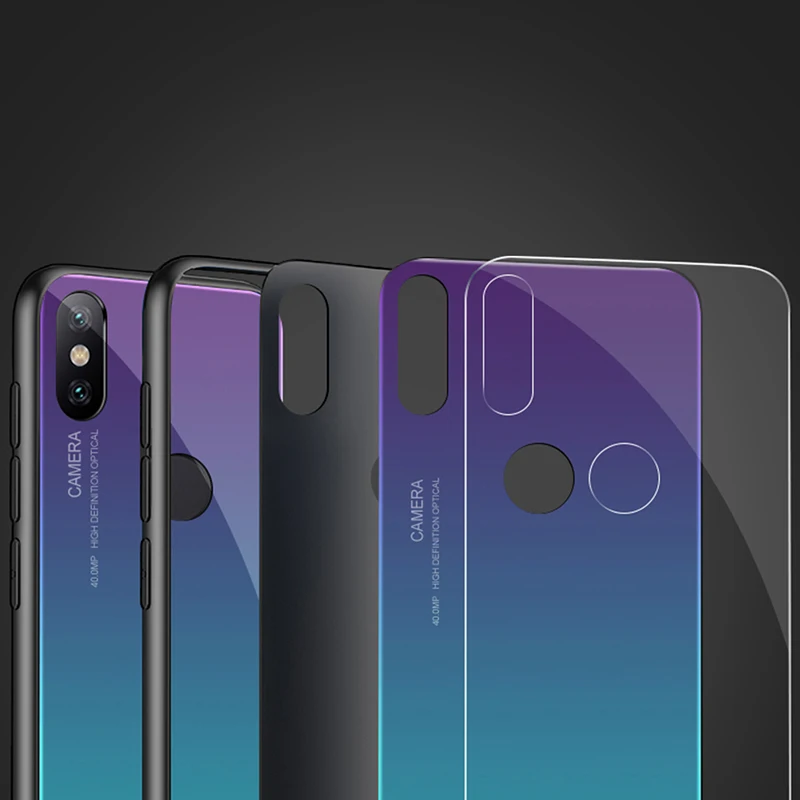 Gradient Tempered Glass Case For Xiaomi redmi note 7 6 5 pro Back Cover Protective xiaomi mi 9 8 lite f1 plus |