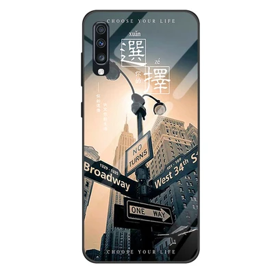 Фиолетовый Чехол из закаленного стекла для samsung Galaxy A70, силиконовая Мягкая задняя крышка для samsung Galaxy A 70, мультяшный узор, чехол для телефона A7050 - Цвет: Фиолетовый