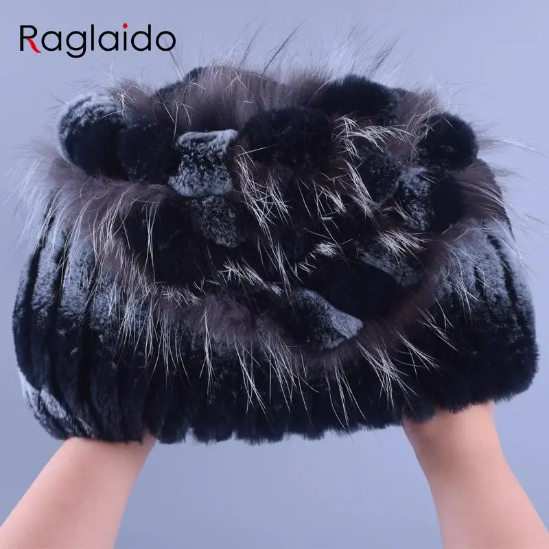 

Women Rabbit Fur Hat Winter Warm fashion Lady Beanie Hat fox fur hats Handmade knitted hat headwear gorro Caps LQ11143