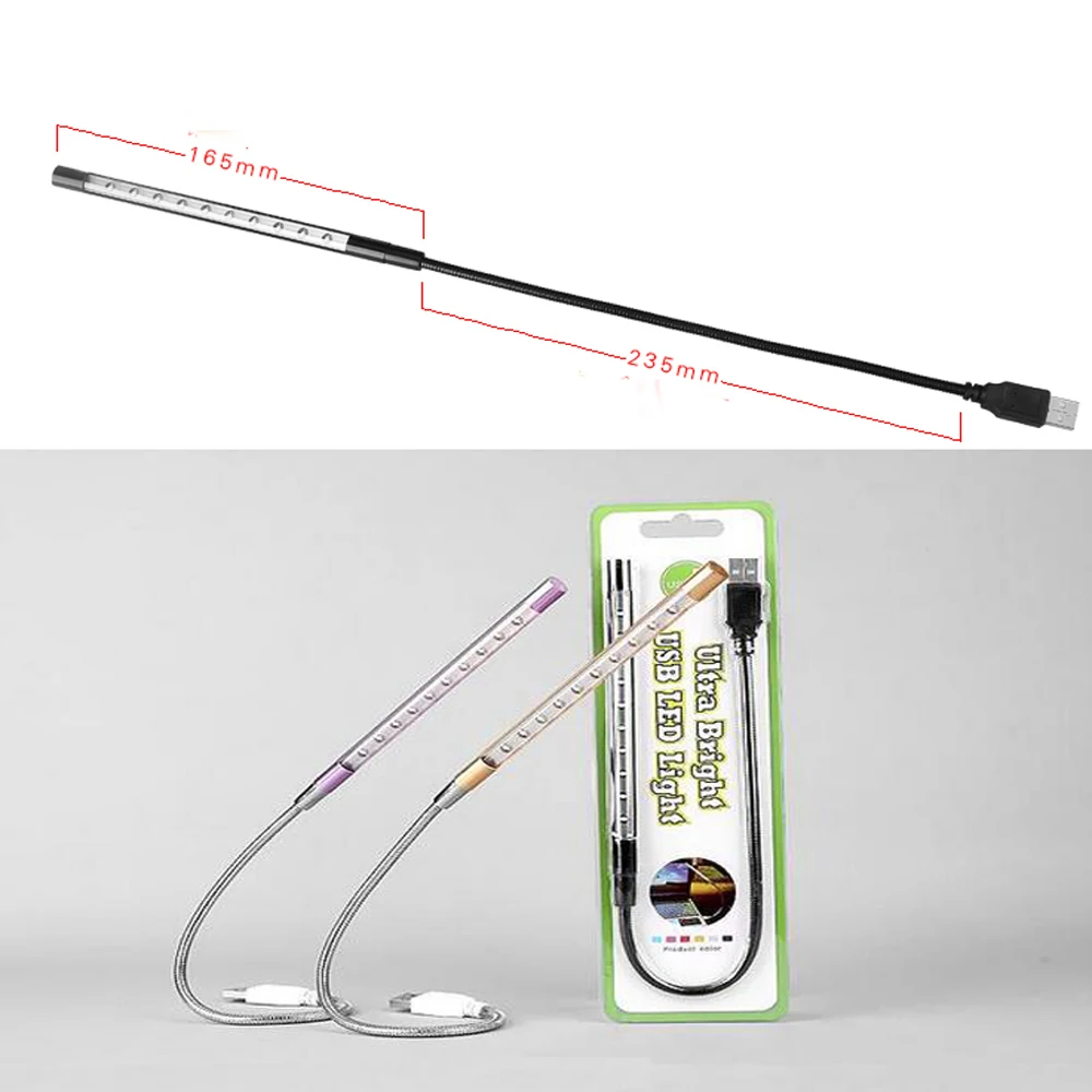 10 светодиодов USB LED Настольная лампа для учебы гибкий ночник настольная чтения
