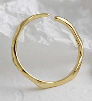 Gold Color F.I.N.S необычное серебряное кольцо 925 тонкое Открытое кольцо с указательным пальцем японское корейское штабелируемое Серебряное Кольцо женское ювелирное изделие - Цвет основного камня: Gold Color