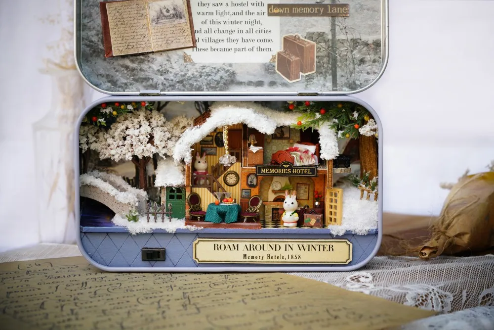 Кукольный дом Diy миниатюрный деревянный пазл кукольный домик miniaturas мебель дом кукла для подарка на день рождения игрушки бродят по всему миру зимой