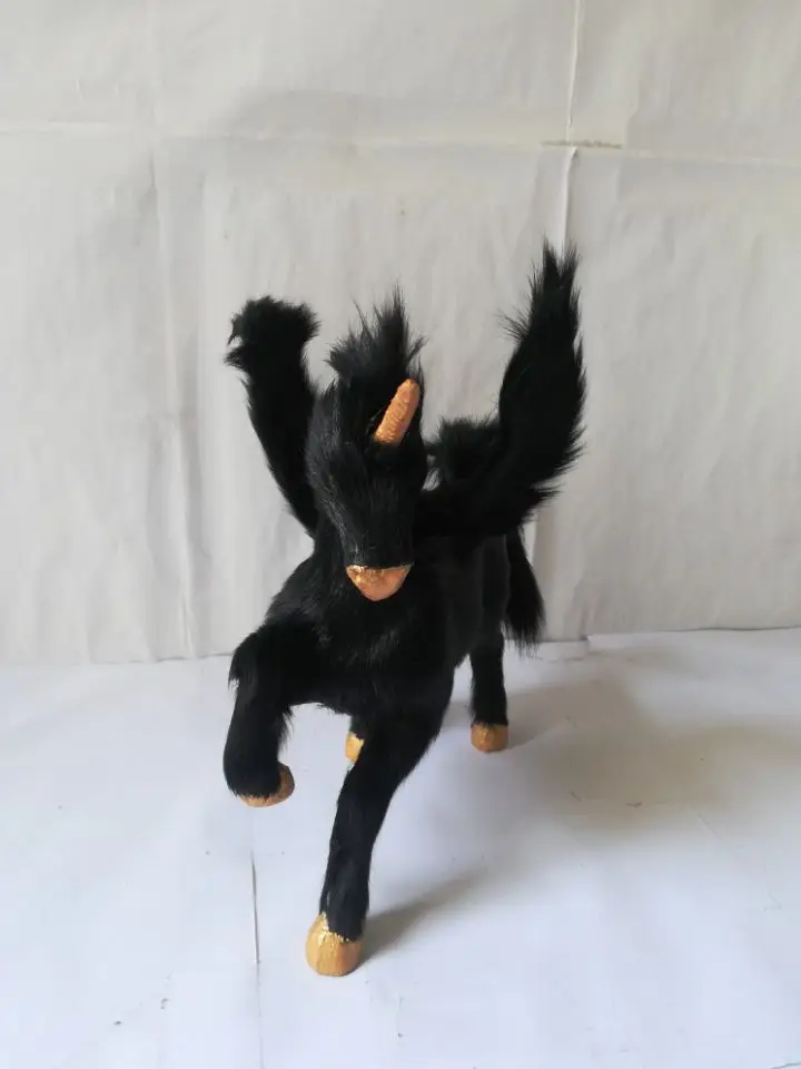 large 25x22cm plastic&fur black unicorn hard model craft home decoration toy gift w0330 | Игрушки и хобби