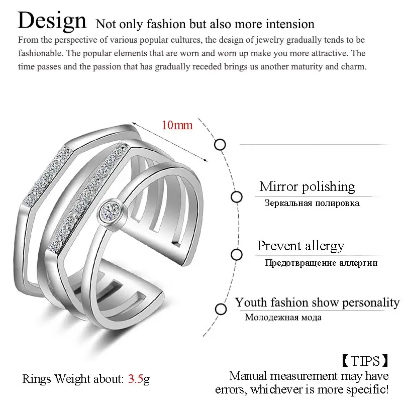 ZFVB кольцо из стерлингового серебра 925 пробы многослойные обручальные кольца для