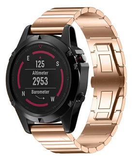 Наручных gps-часов Garmin Fenix 5X металлический ремешок для часов Ремешок для часов для Fenix 3/Fenix 3 HR/D2 Чарли/десент MK1 Нержавеющая сталь Сменные наручные часы - Цвет ремешка: Rose Gold