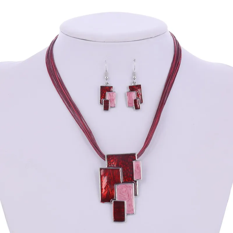 Женский комплект из колье серёг и с кожаным шнурком|necklace earring set|fashion jewelry setjewelry sets |