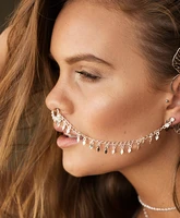 1pc indian fake nose septum piercing long tassel earrings for women ethnic acrylic beads earring statement gypsy tribal jewelry