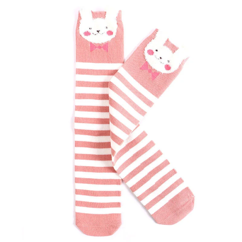 pink rabbit Милые носки для маленьких девочек с героями мультфильмов детские гольфы длинные гольфы с рисунком панды и кролика детские гольфы, Sokken - Цвет: pink rabbit